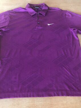 Tiger Woods Collection Dri Fit Performance Polo Shirt Men L Purple Geometric
